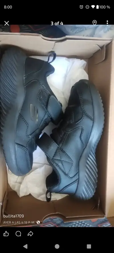 Zapatillas negras para niños con velcro - miniatura 1
