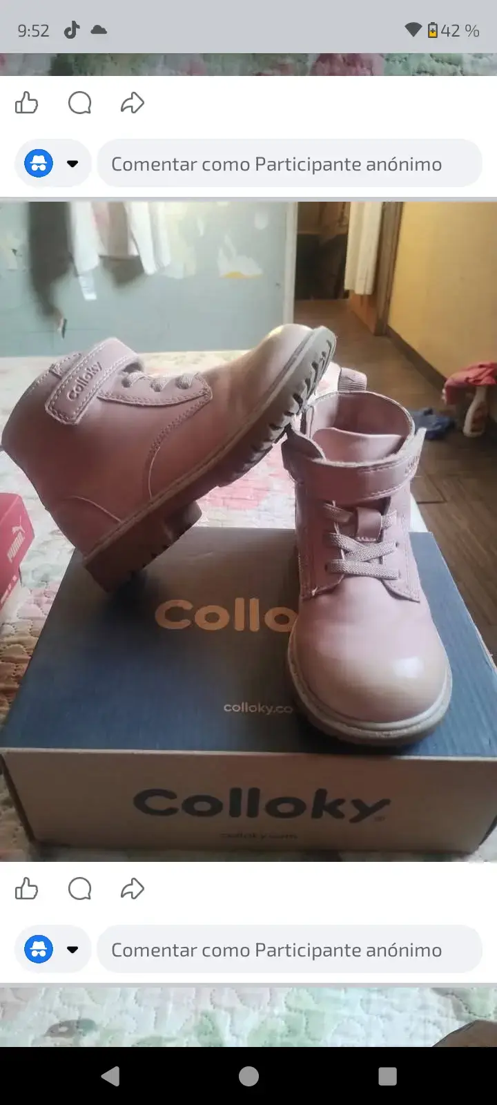 Botines de cuero rosado para niños Colloky - 1