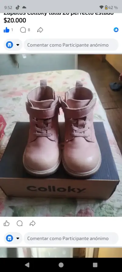 Botines de cuero rosado para niños Colloky - miniatura 3