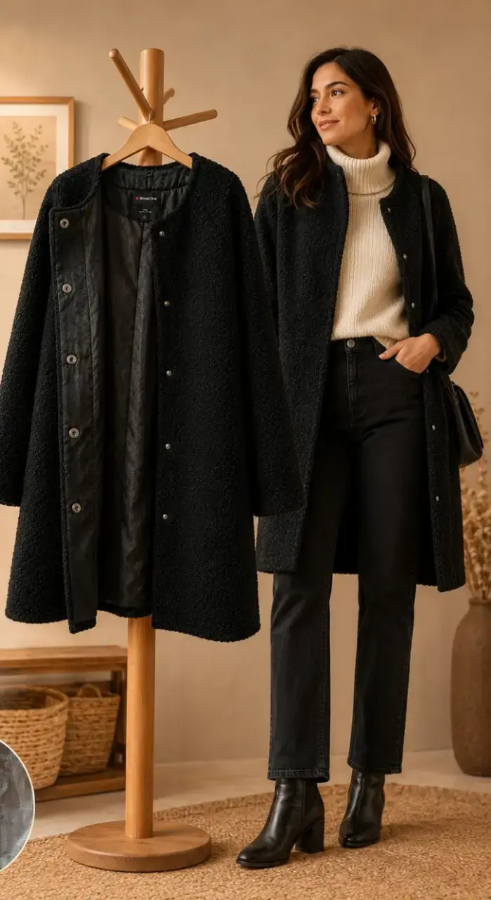 Abrigo negro Teddy Vintage - 1