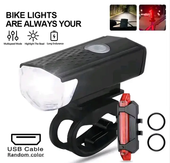 Luz delantera y trasera para bicicleta con USB - 1