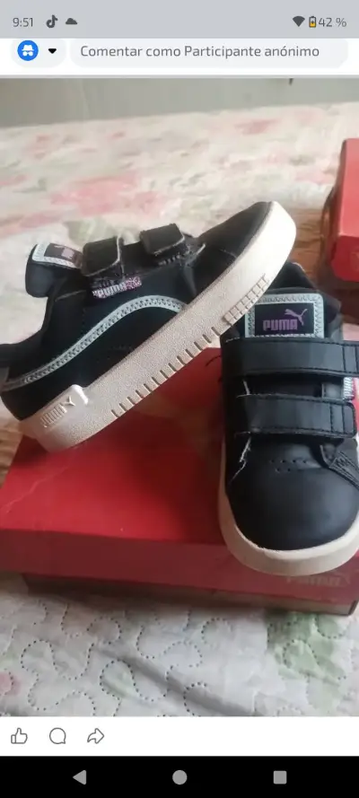 Zapatillas negras para niños Puma con velcro - miniatura 1