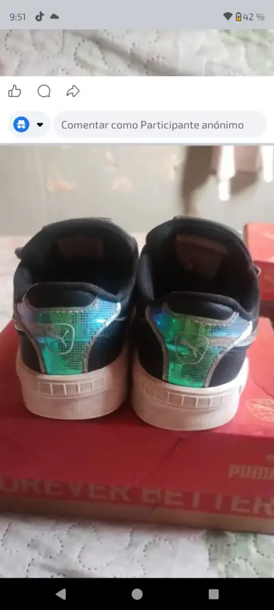 Zapatillas negras para niños Puma con velcro - miniatura 2