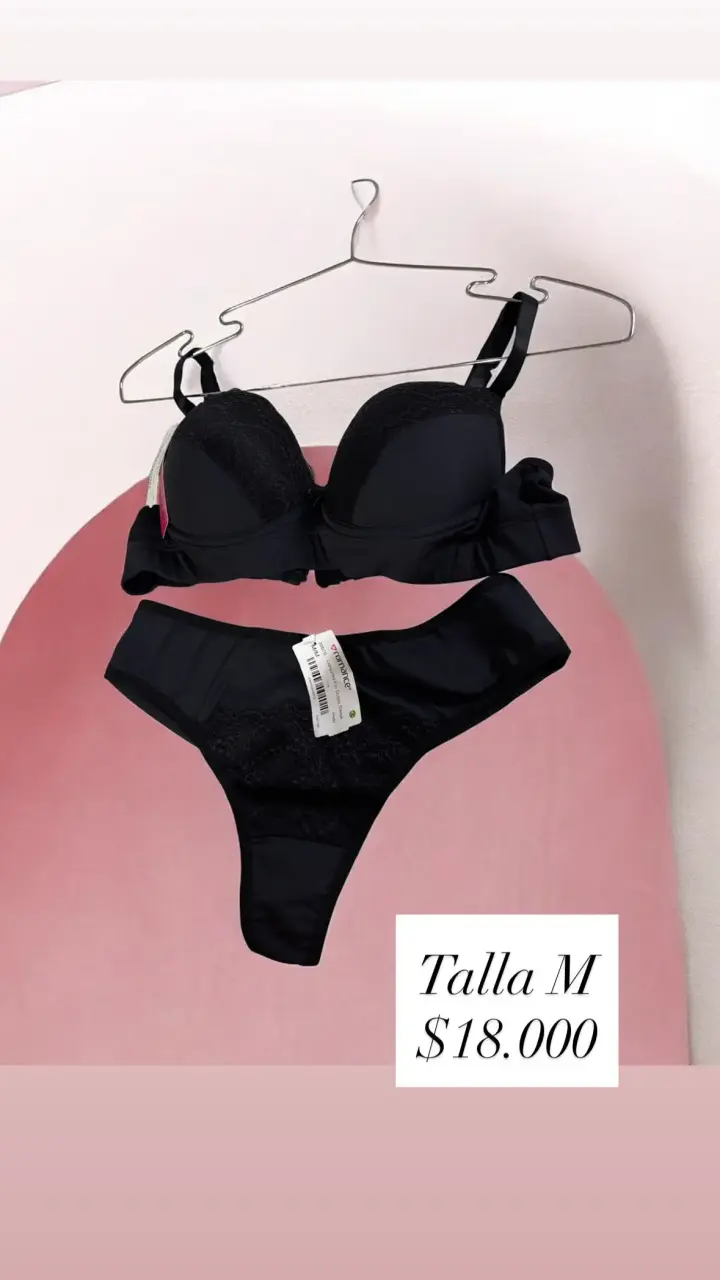 Conjunto de lencería negro talla M