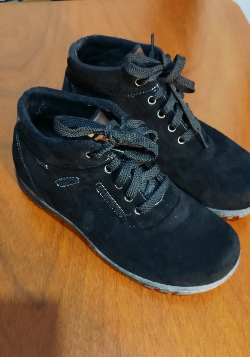 Botines de cuero negro para mujer - 2