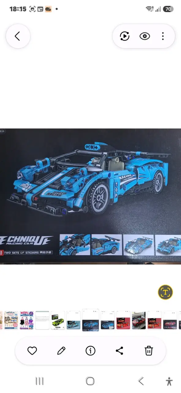 Auto de Carreras de Bloques de Construcción Azul - 1