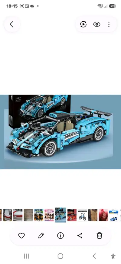 Auto de Carreras de Bloques de Construcción Azul - miniatura 3