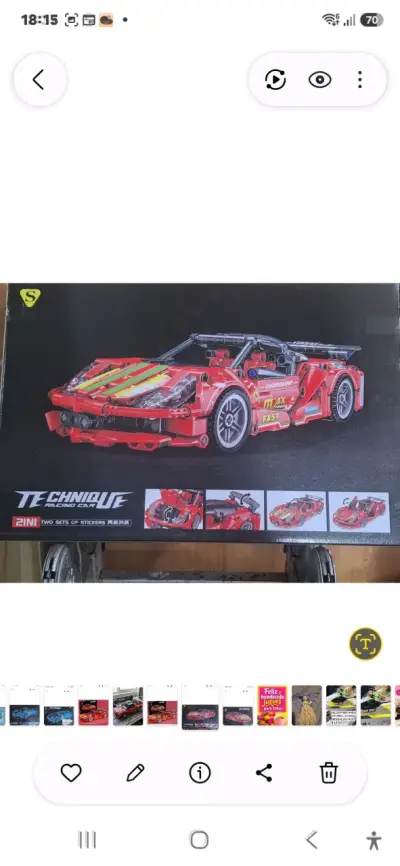 Set de construcción bloques auto de carreras rojo - miniatura 1