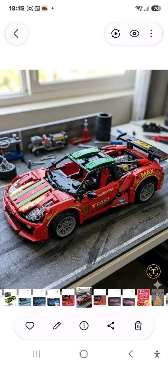 Set de construcción bloques auto de carreras rojo - 2