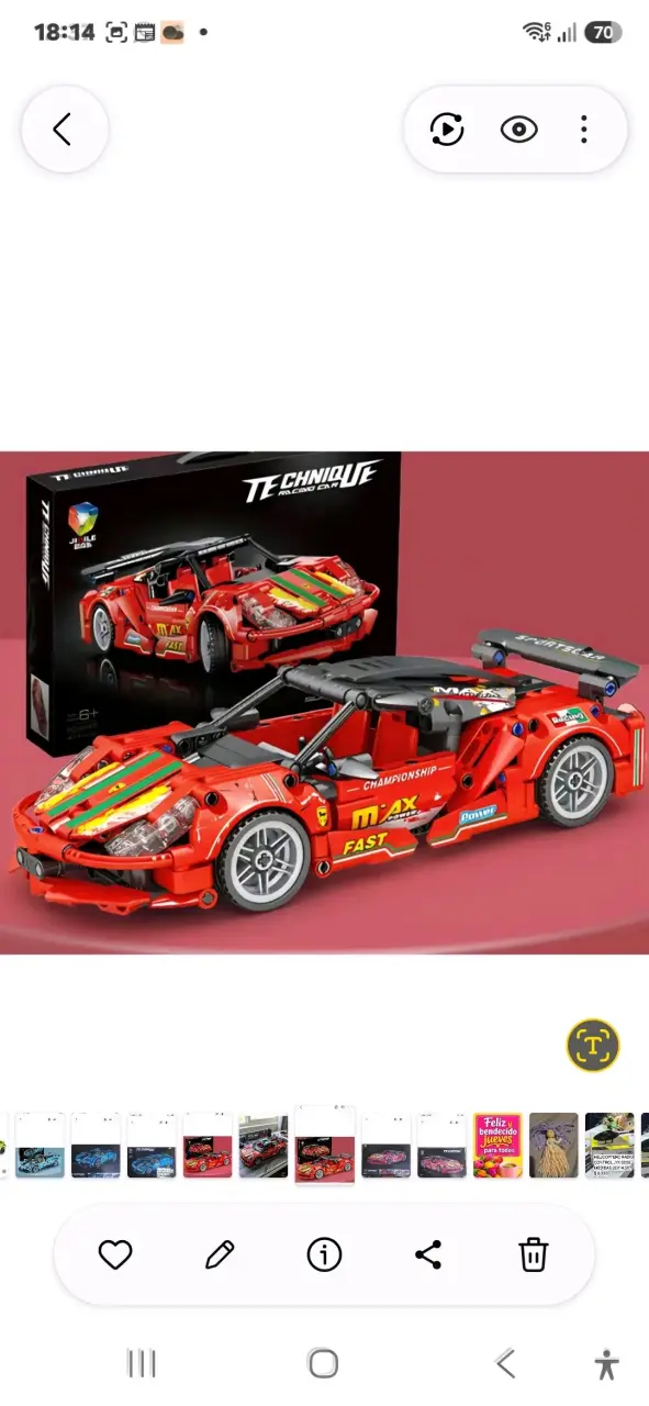 Set de construcción bloques auto de carreras rojo - 3