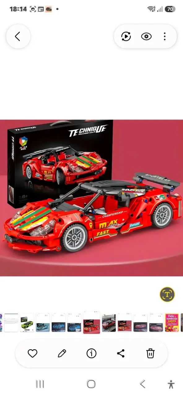 Set de construcción bloques auto de carreras rojo - 4