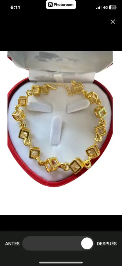 Pulsera baño de oro con diseño geométrico - miniatura 1