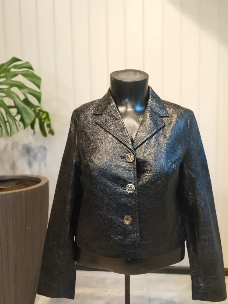 Chaqueta Negra de Cuero real para Mujer - 2
