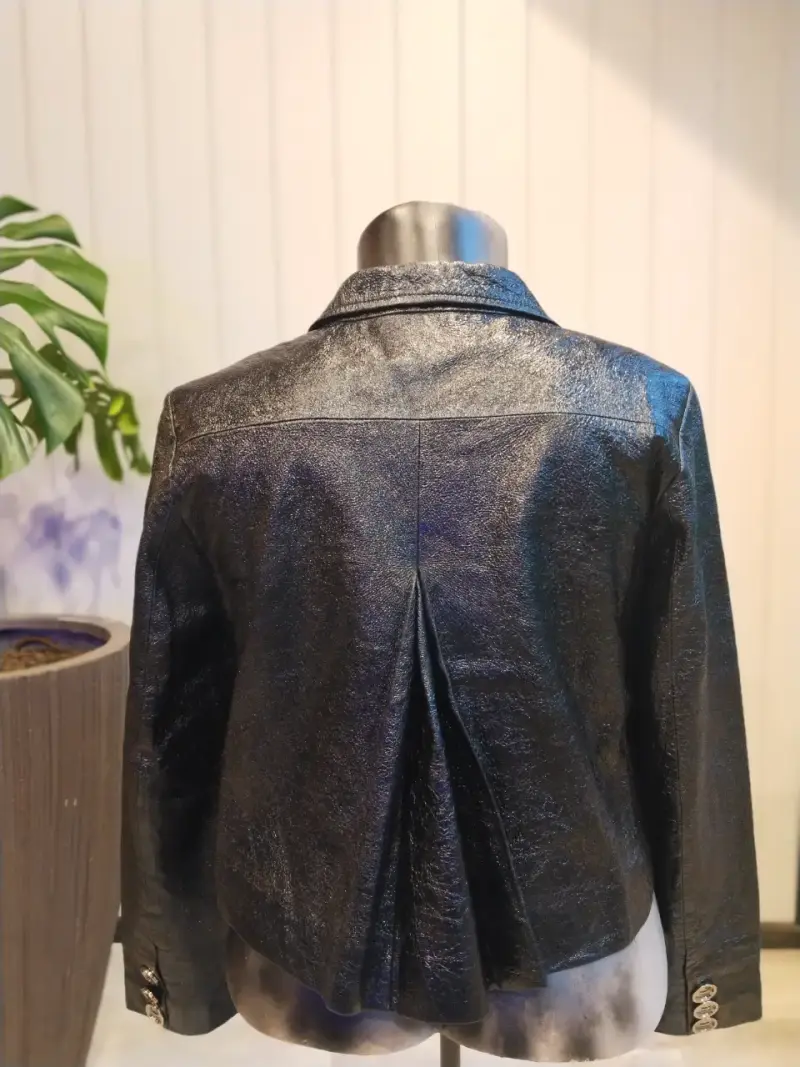 Chaqueta Negra de Cuero real para Mujer - 3