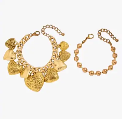 Set de pulseras doradas con corazones+aros - miniatura 1