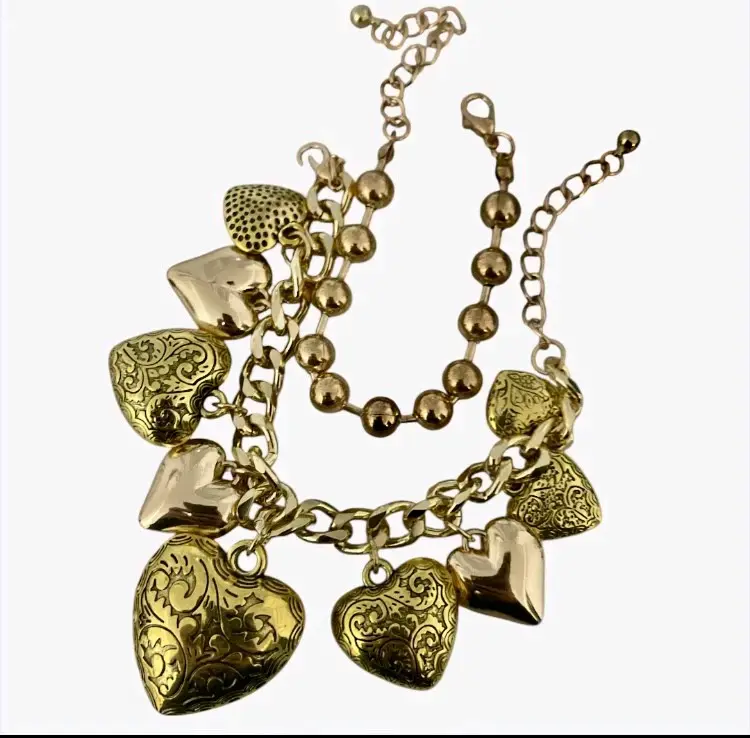 Set de pulseras doradas con corazones+aros - 5