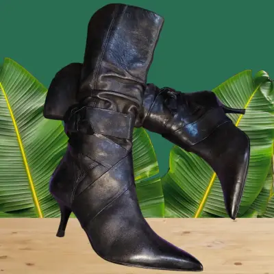 Botas de cuero negras de caña alta - miniatura 5