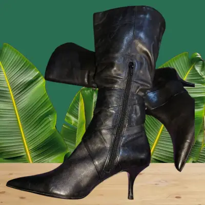 Botas de cuero negras de caña alta - miniatura 6