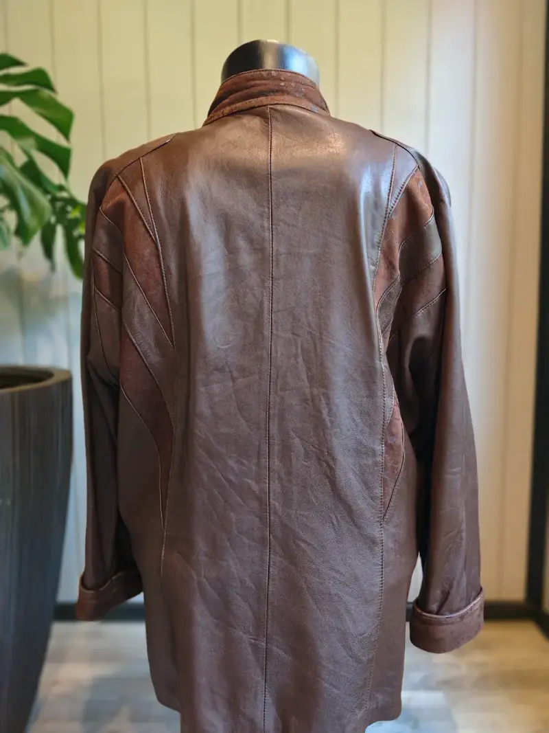 Chaqueta de cuero marrón para mujer - 3