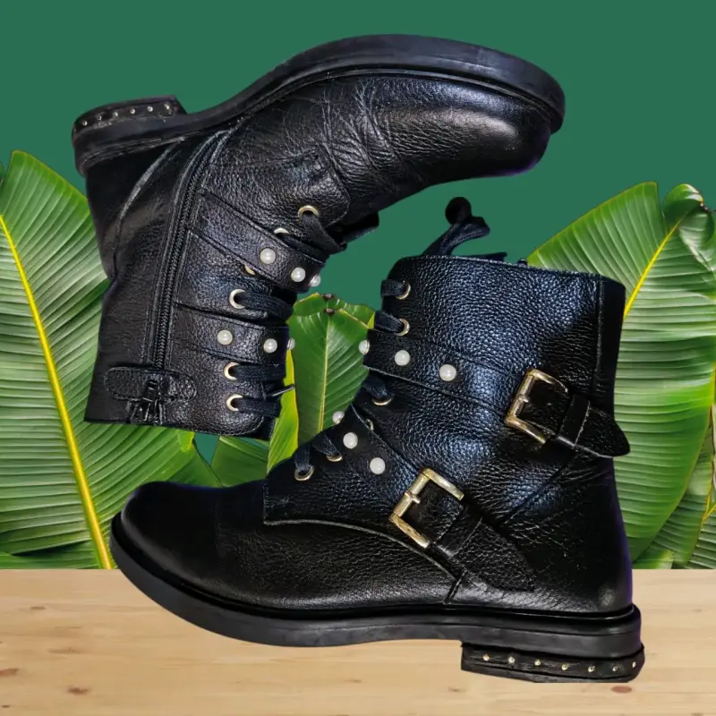 Botines negros con perlas para mujer - 3