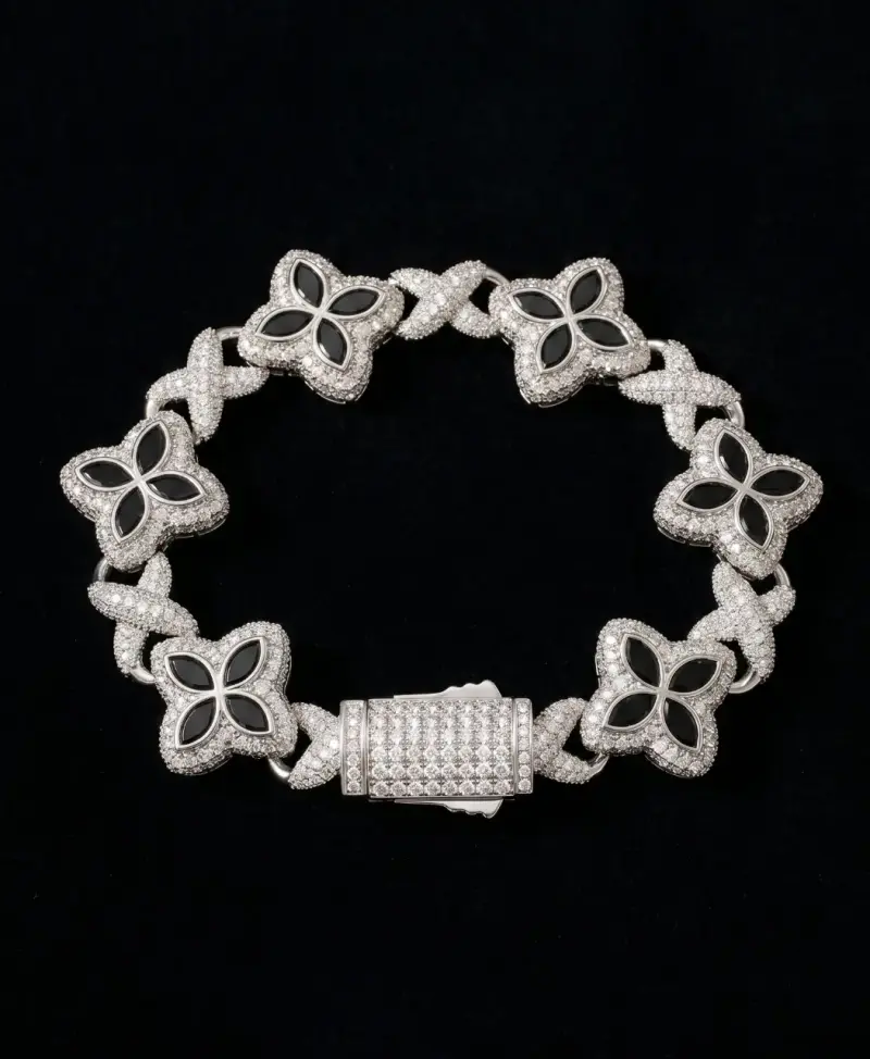 Pulsera de lujo Treboles 4 hojas con Circones 5A+ - 1