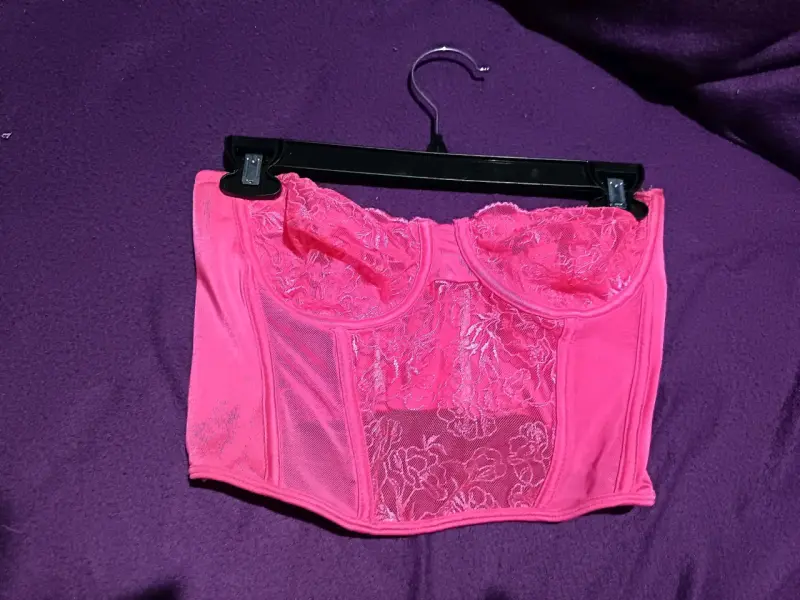 Corset rosa de encaje para mujer - 1