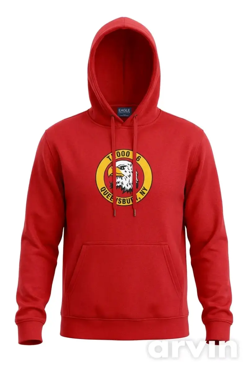 Polerón con capucha rojo estampado de águila