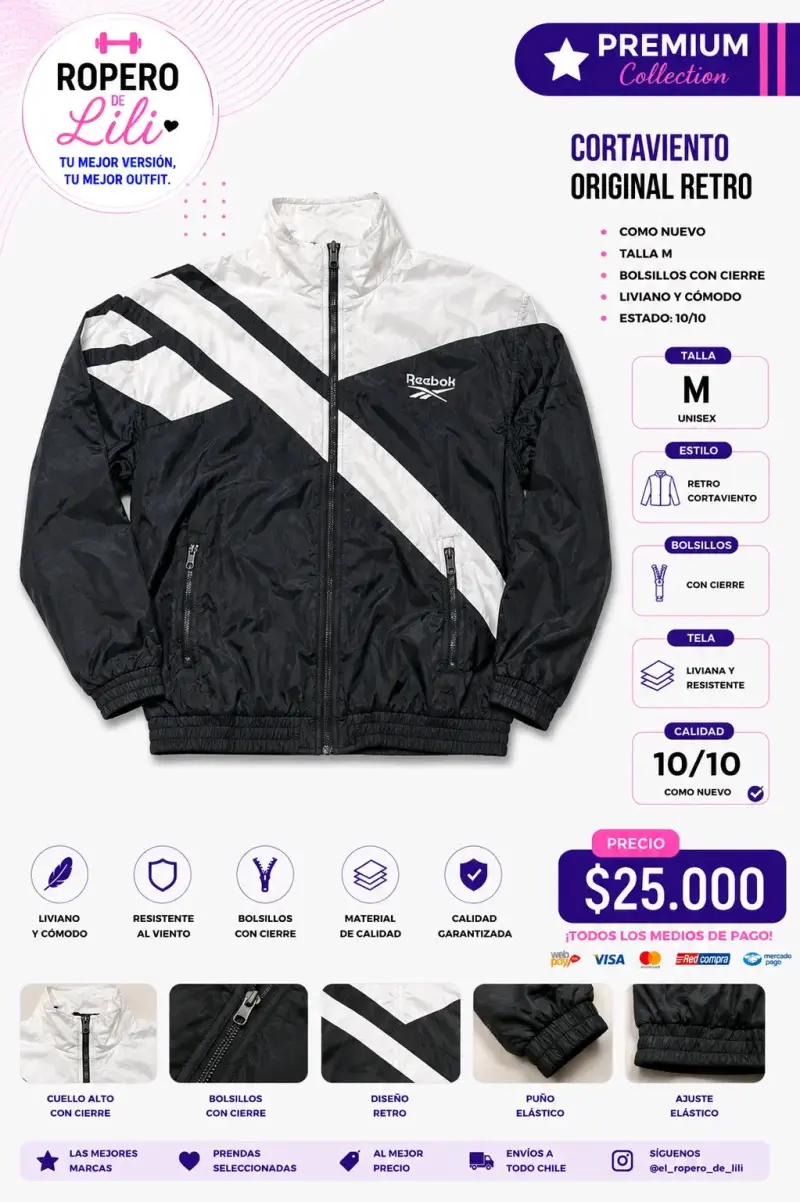 Cortaviento Retro Original Reebok Unisex