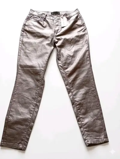 Pantalones plateados de mujer estilo skinny - miniatura 1