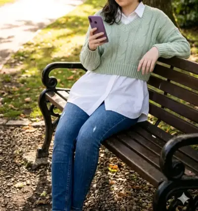 Suéter de punto verde claro para mujer - miniatura 1