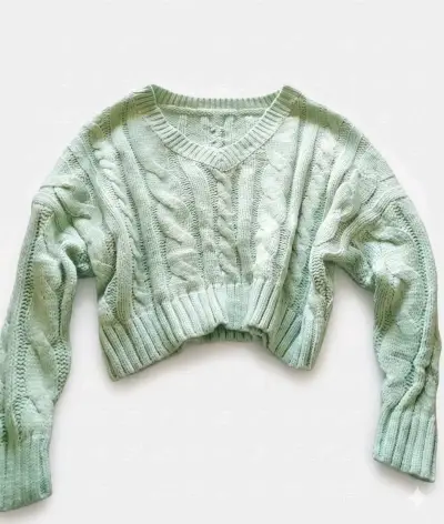 Suéter de punto verde claro para mujer - miniatura 2