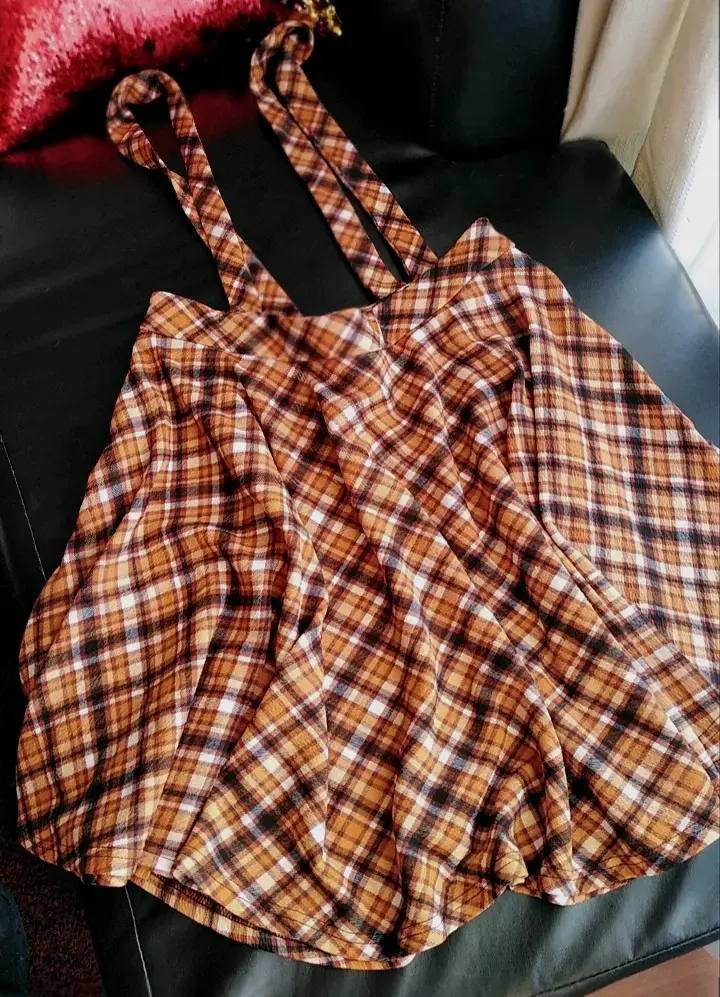 Falda jardinera con tirantes a cuadros para mujer - 3