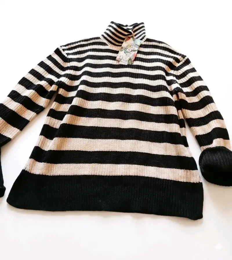 Suéter de rayas blanco y negro para mujer - 2