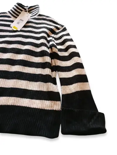 Suéter de rayas blanco y negro para mujer - miniatura 4