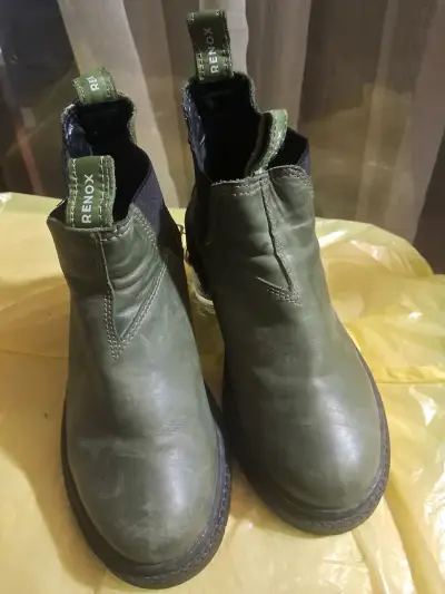 Botines de cuero verde Renox para hombre - miniatura 1