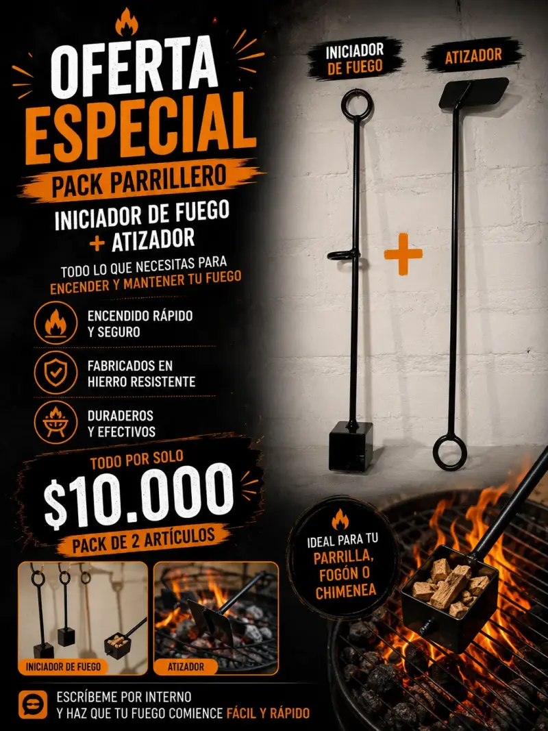 Pack Parrillero con Iniciador de Fuego y Atizador - 1