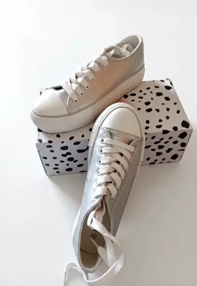 Zapatillas plateadas de plataforma para mujer - miniatura 2