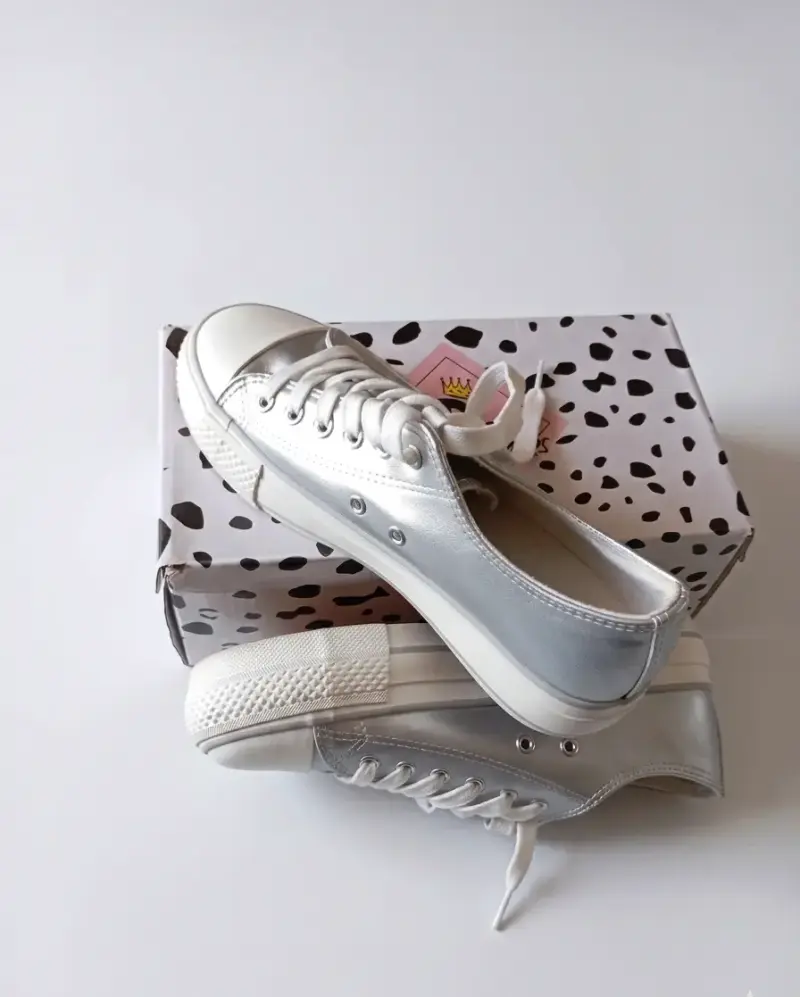 Zapatillas plateadas de plataforma para mujer - 3