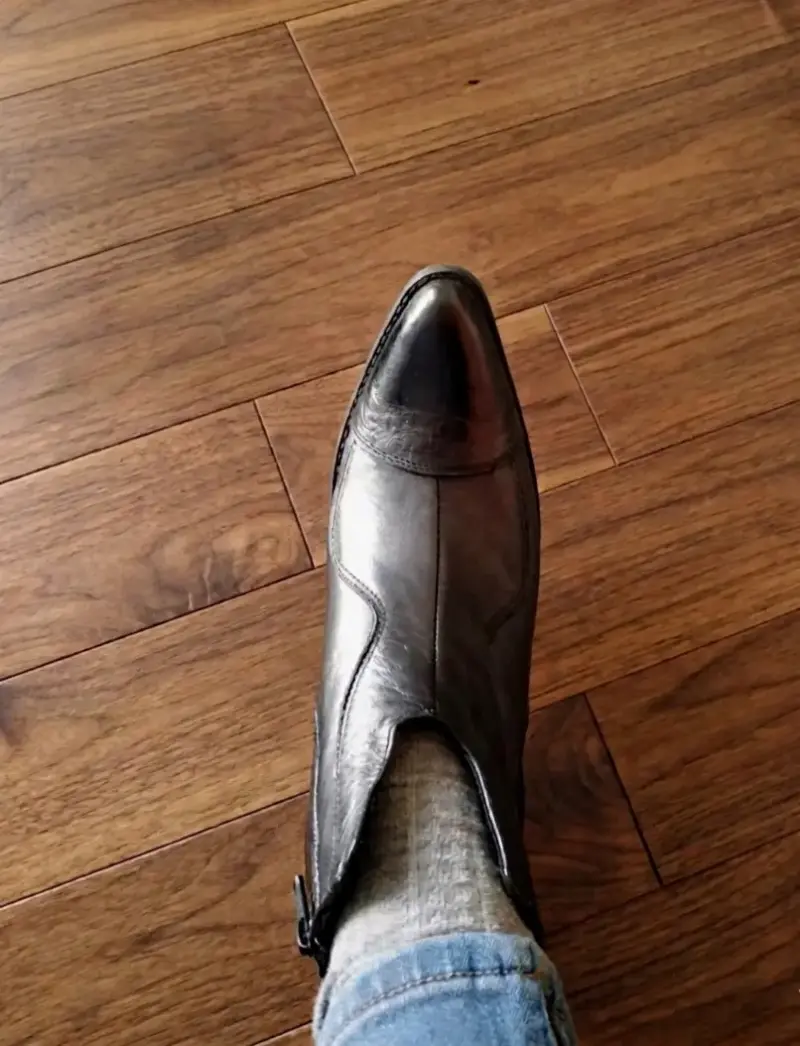 Botines de cuero negro con tacón alto - 4