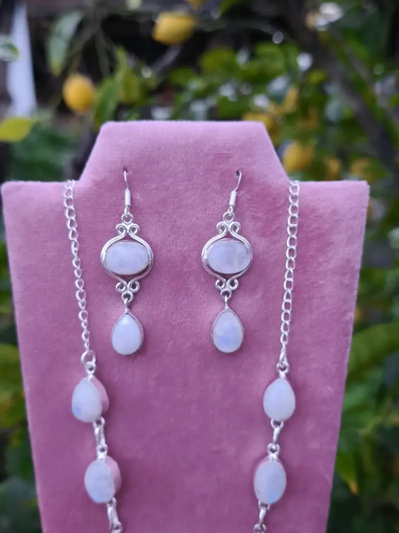 Set de joyería de plata con piedra de luna - 2