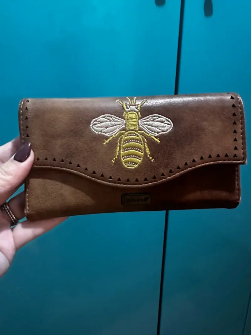 Billetera de cuero con bordado de abeja Humana - 4