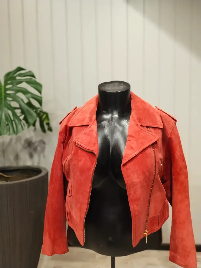 Chaqueta de gamuza roja para mujer - 1