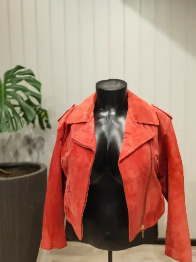 Chaqueta de gamuza roja para mujer - miniatura 1