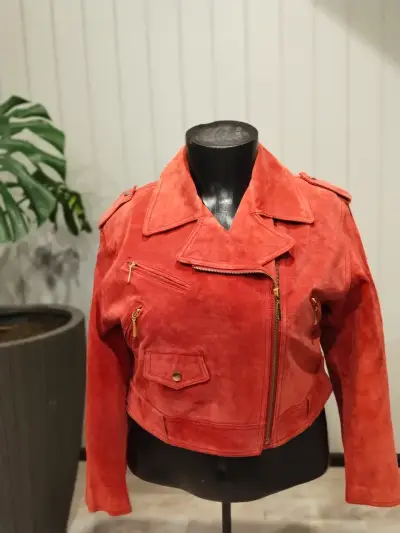 Chaqueta de gamuza roja para mujer - miniatura 2