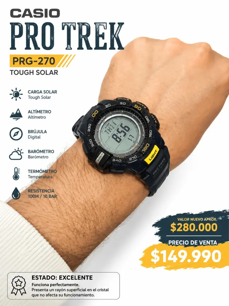 Reloj digital Casio Pro Trek con sensor - 2
