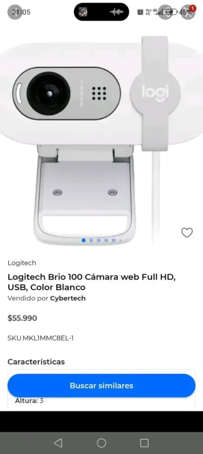 Cámara Web Logitech Brio 100 Full HD USB Blanca - miniatura 1