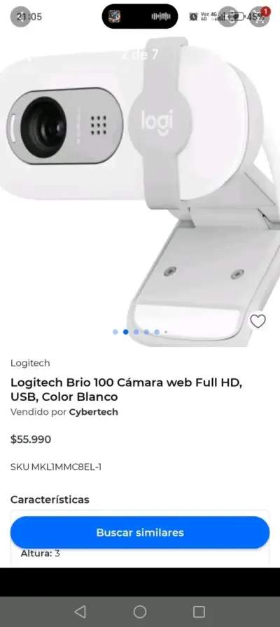 Cámara Web Logitech Brio 100 Full HD USB Blanca - miniatura 2