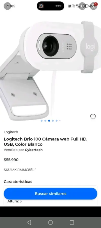 Cámara Web Logitech Brio 100 Full HD USB Blanca - miniatura 6