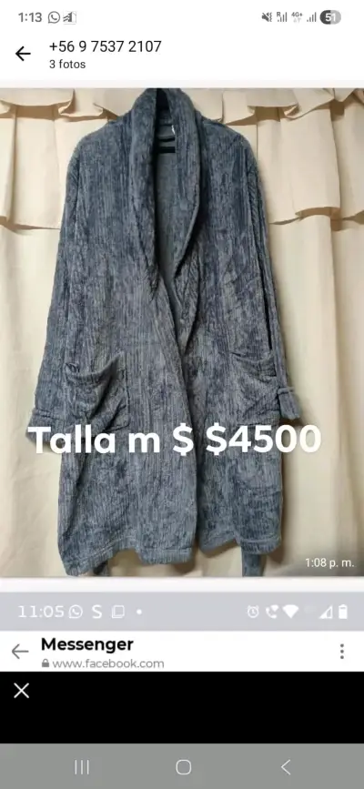 Bata de baño gris talla M - miniatura 6