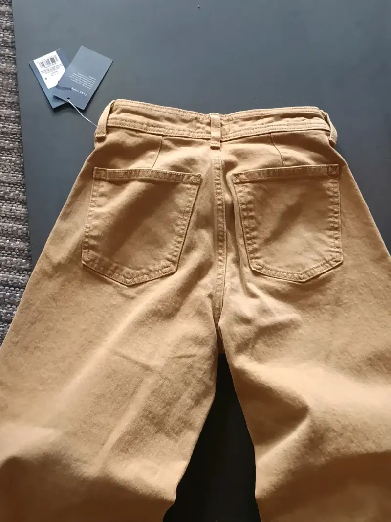 Pantalones beige de algodón para mujer - 2